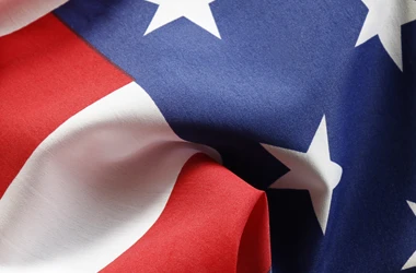 An American Flag blowing in the wind